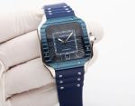 Cartier Santos Stainless Steel 8215 Movement 47.5*39.8MM Blue Dial Blue Bezel Men Watch